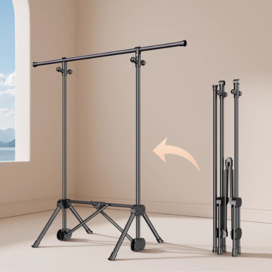 Adjustable Foldable Clothes Rack with Side Hooks