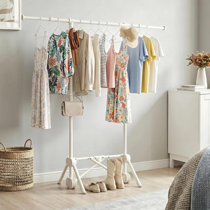 Adjustable Foldable Clothes Rack with Side Hooks