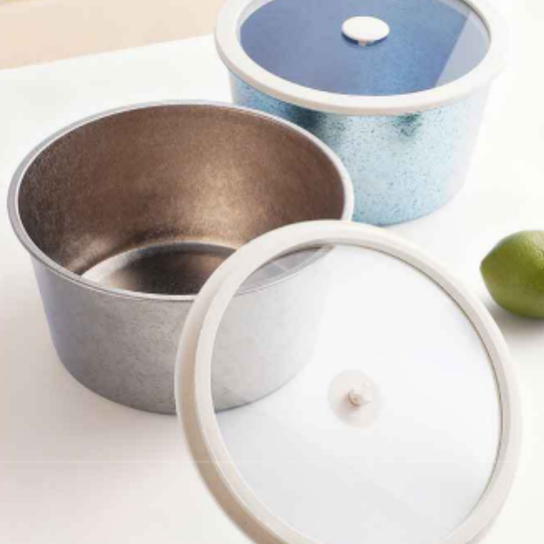 Pure Titanium Round Food Storage Container with Glass Lid - 2L