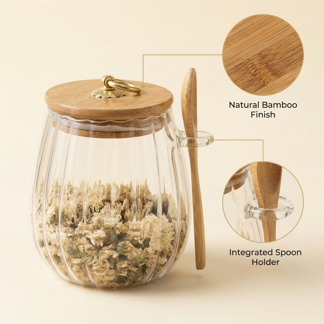 Elegant Airtight Glass Storage Jar with Bamboo Lid