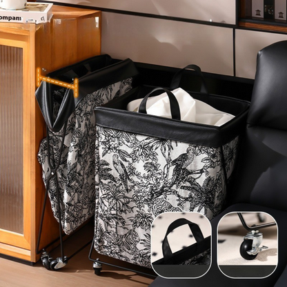 Foldable Laundry Basket with Wheels and Waterproof Inner Bag