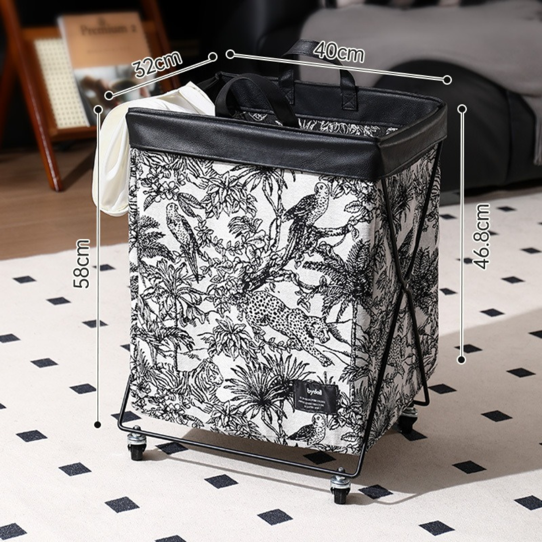 Foldable Laundry Basket with Wheels and Waterproof Inner Bag