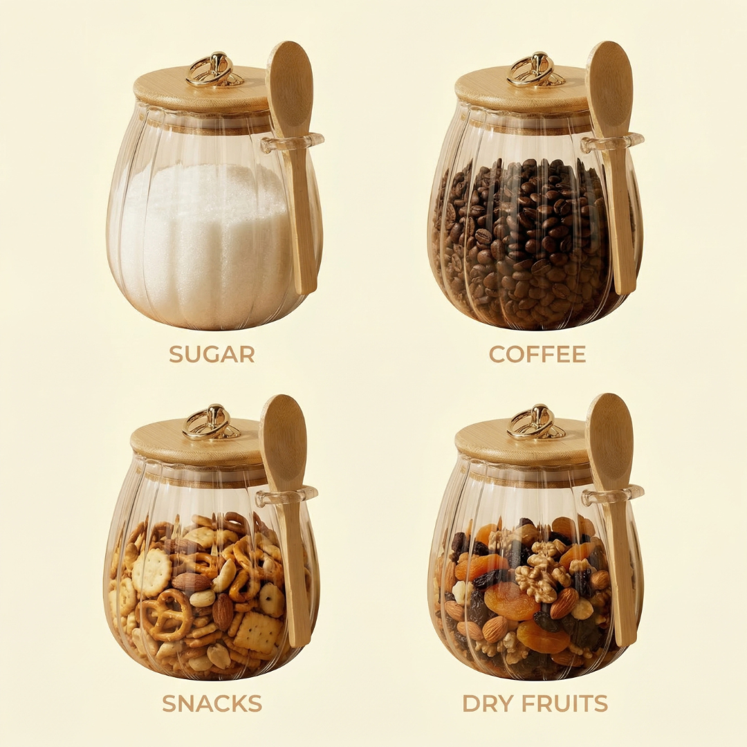 Elegant Airtight Glass Storage Jar with Bamboo Lid