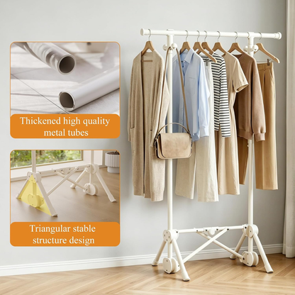 Adjustable Foldable Clothes Rack with Side Hooks