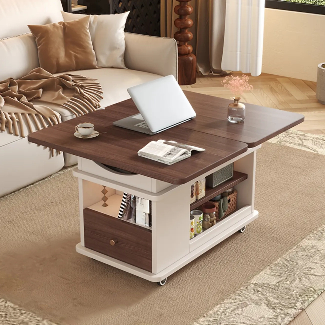 Modern Foldable Wood Metal Trolley Table With Wheels