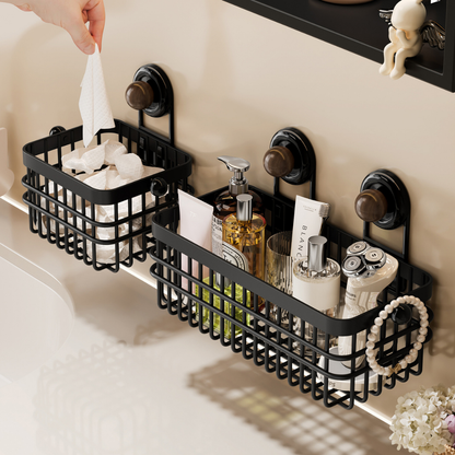 Multi Functional Wall Mounted Metal Storage Basket with Suction Cups