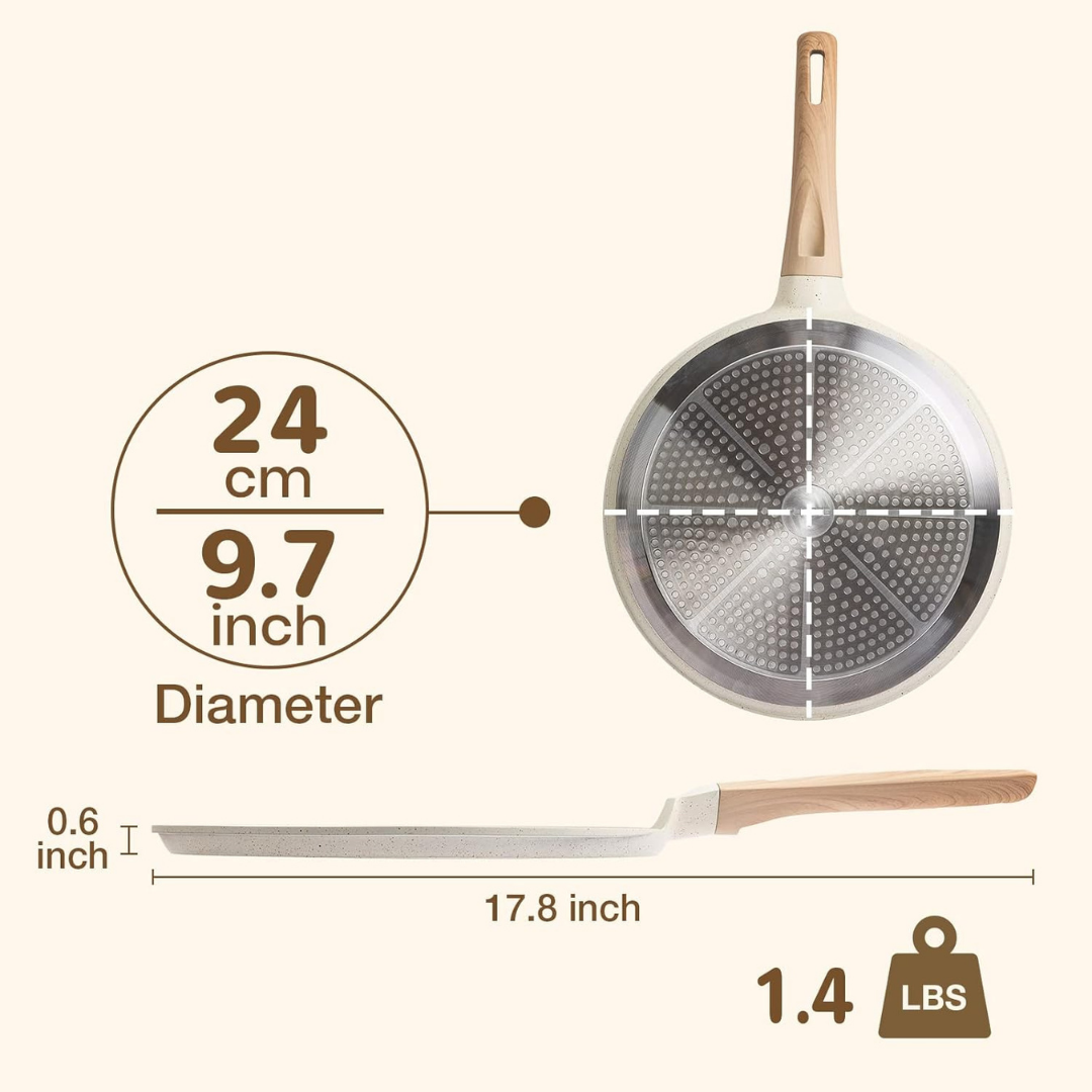 Non Stick Granite Flat Pan with Wooden Handle