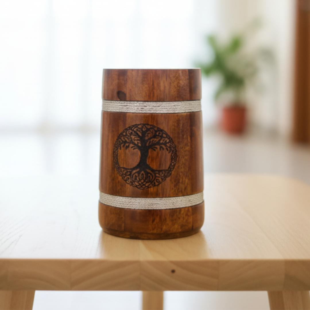 Multipurpose Classic Handcrafted Durable Finish Wood Beer Mug