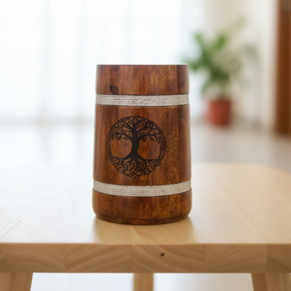 Multipurpose Classic Handcrafted Durable Finish Wood Beer Mug