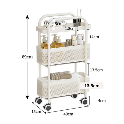 Multi-Layer Slim Rolling Metal Storage Utility Cart with Wheels