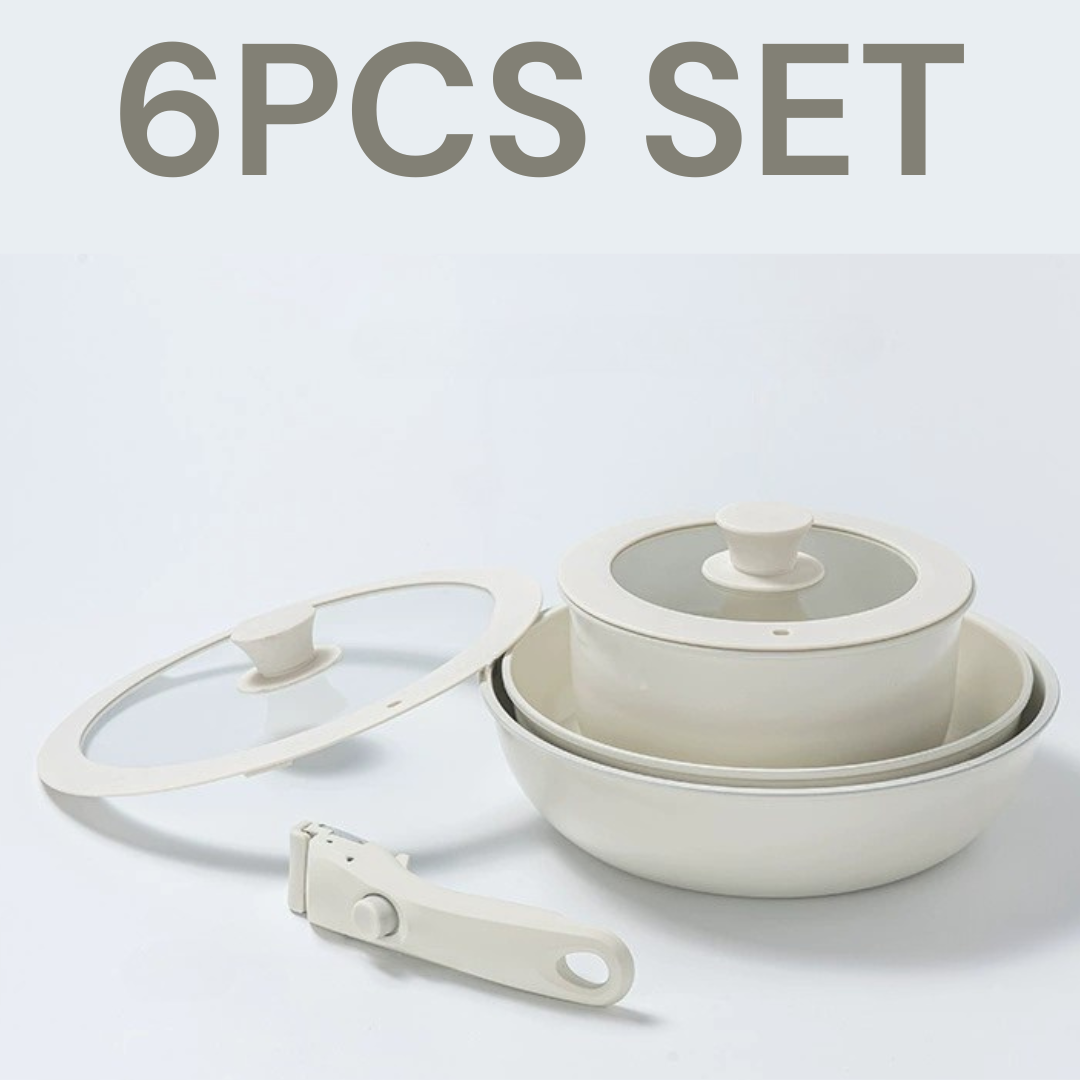 Multi Purpose Non Stick Cookware Set with Detachable Handle