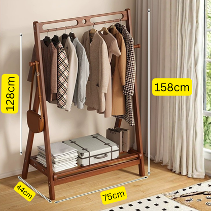 Premium Bamboo Foldable Clothes Storage Rack - 158 cm