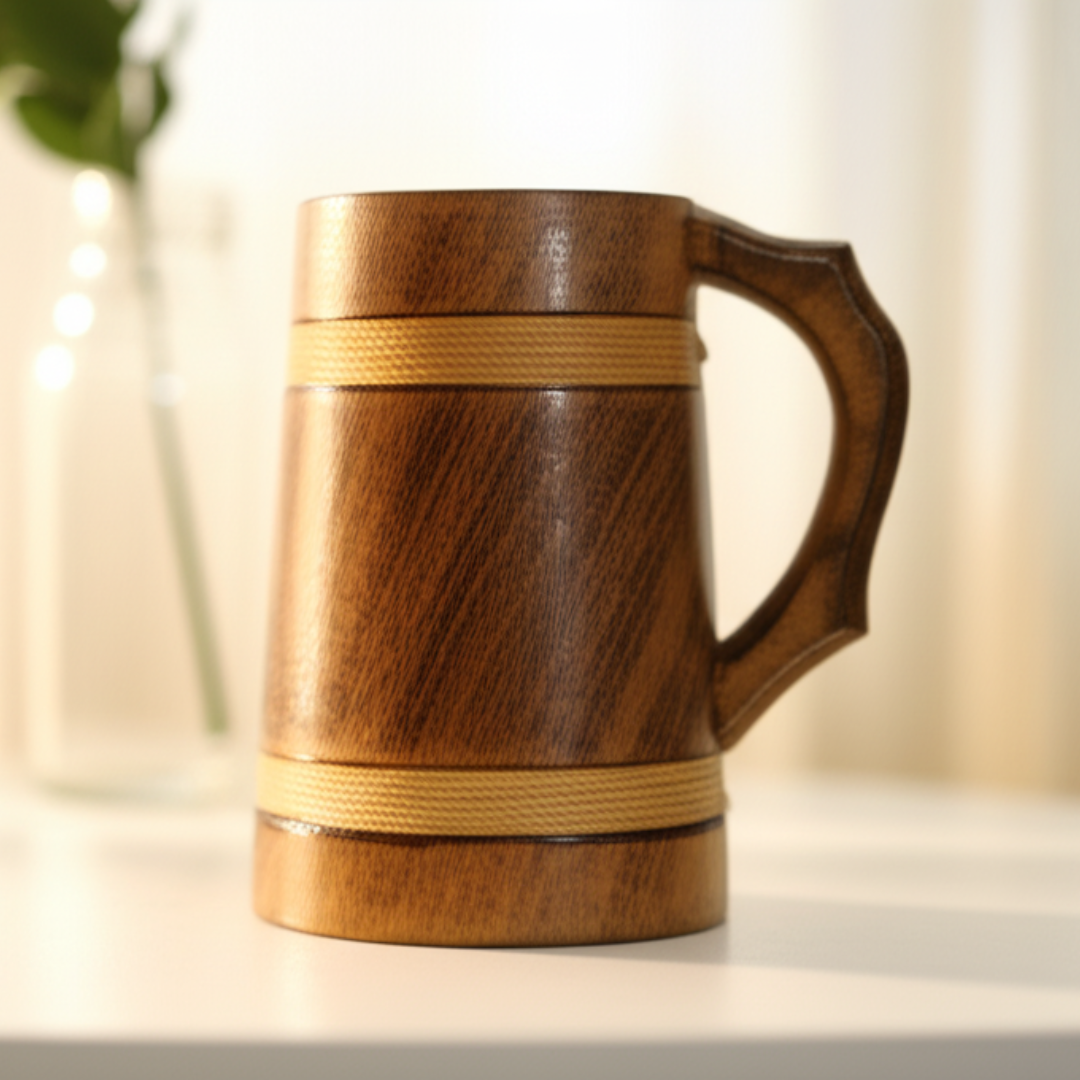 Multipurpose Classic Handcrafted Durable Finish Wood Beer Mug