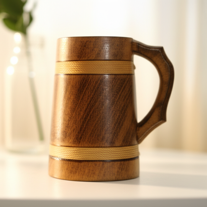 Multipurpose Classic Handcrafted Durable Finish Wood Beer Mug