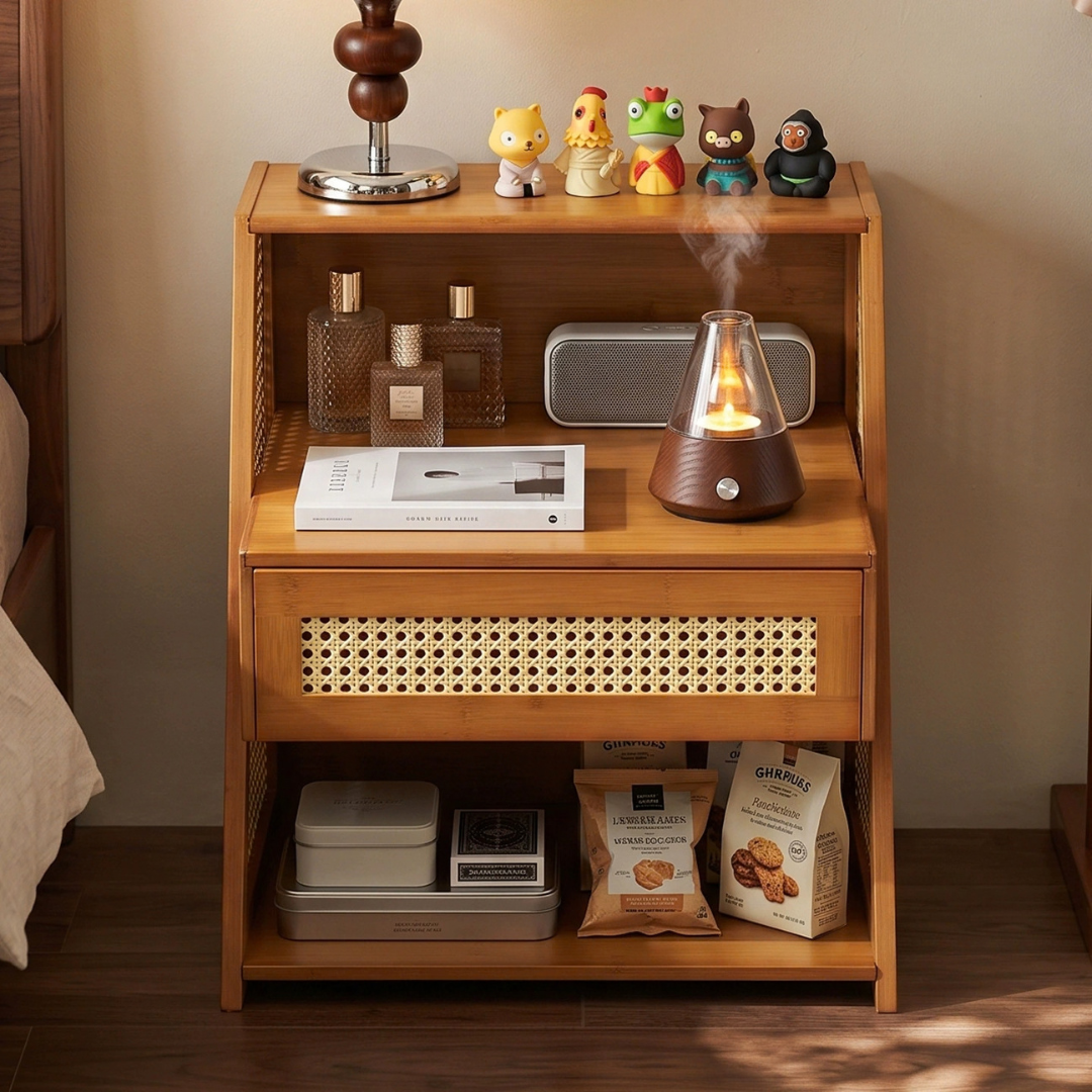 Modern Bamboo Rattan Stoarge Orgainzer With Drawer