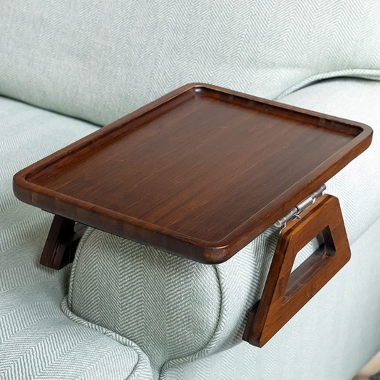 Elegant Bamboo Wooden Foldable Sofa Tray Natural Finish