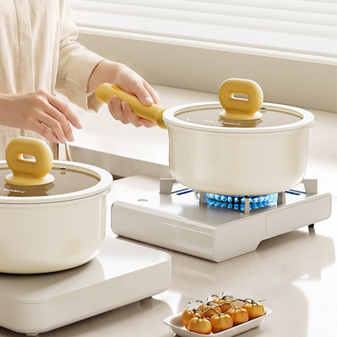 Ceramic Non Stick Cooking Saucepan with Glass Lid