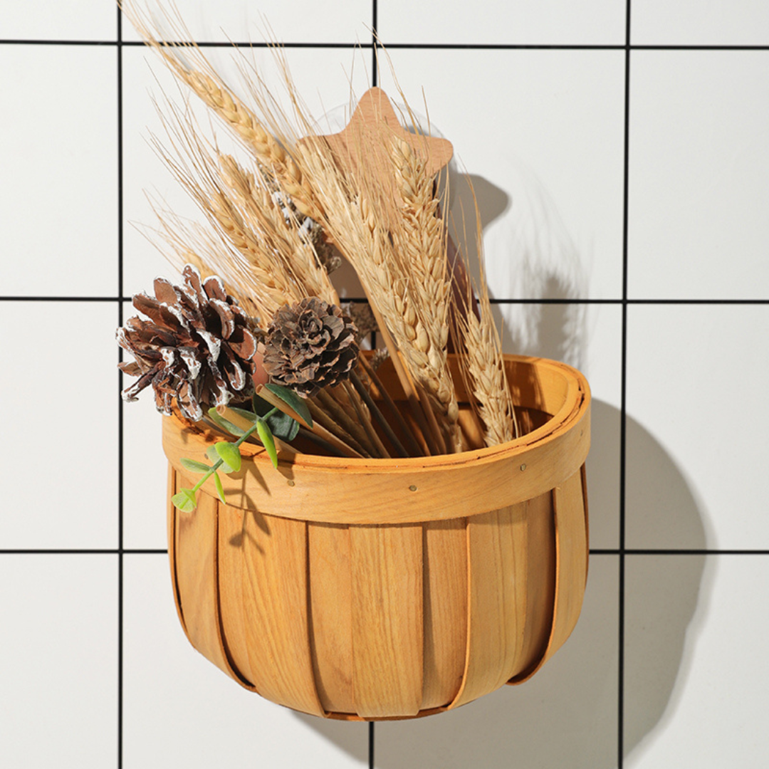 Multi-Purpose Wall Mounted Wooden Baskets Storage & Organization
