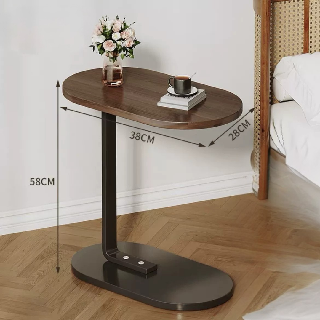 Modern C-Shaped Strong Wooden Top Side Table