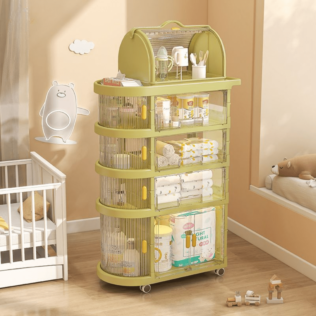 4-Tier Foldable Storage Cart with Wheels for Easy Organization