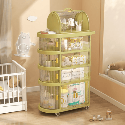 4-Tier Foldable Storage Cart with Wheels for Easy Organization