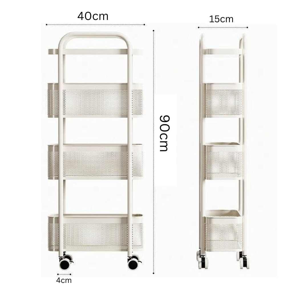 4 Tier Slim Rolling Metal Storage Utility Cart with Wheels