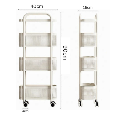 4 Tier Slim Rolling Metal Storage Utility Cart with Wheels