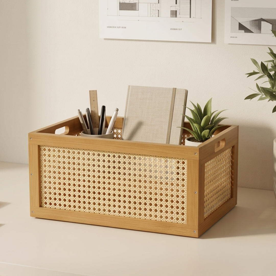 Wooden Rattan Organizer