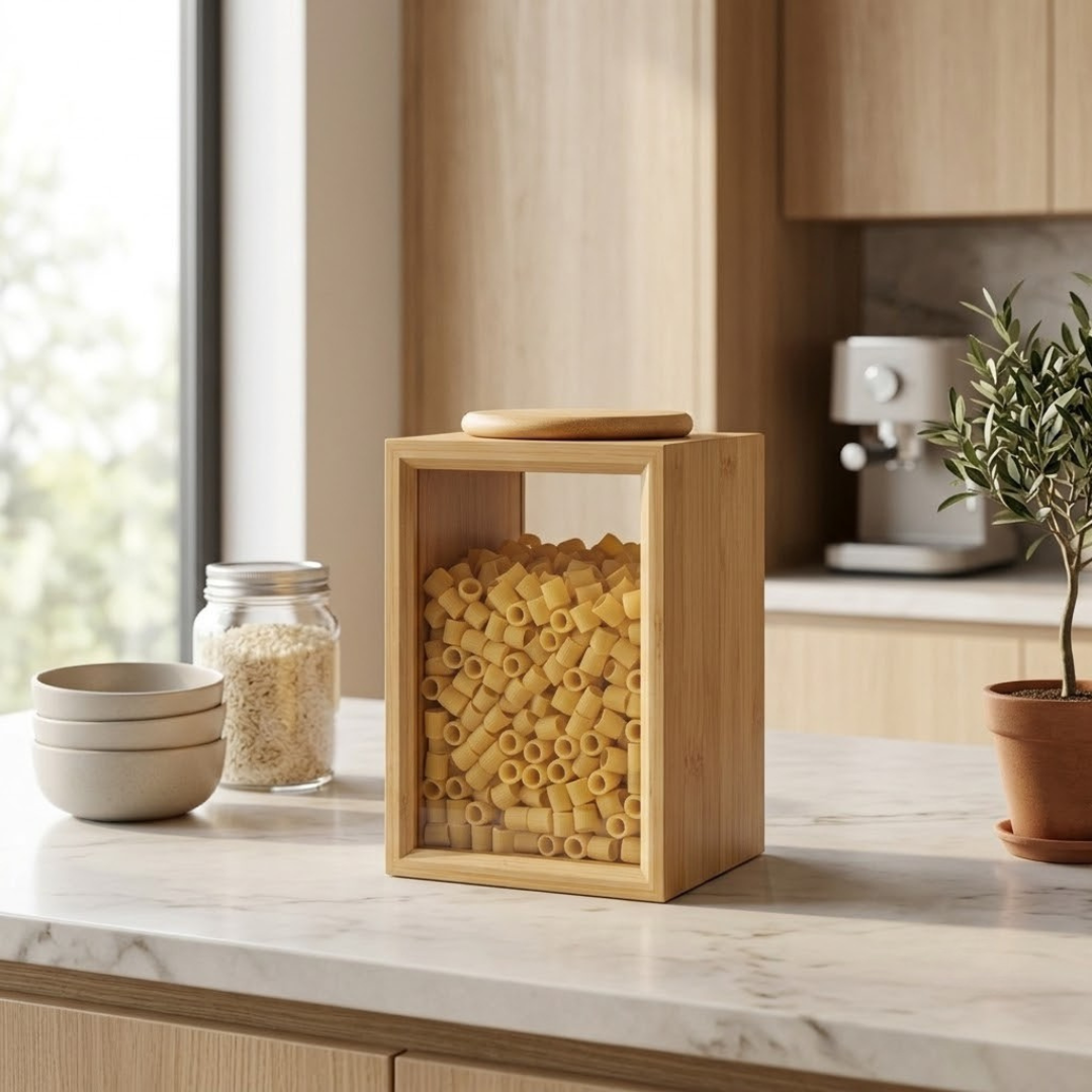 Transparent Glass Wooden Food Storage Container