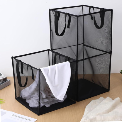 Foldable Mesh Laundry Basket with Handles