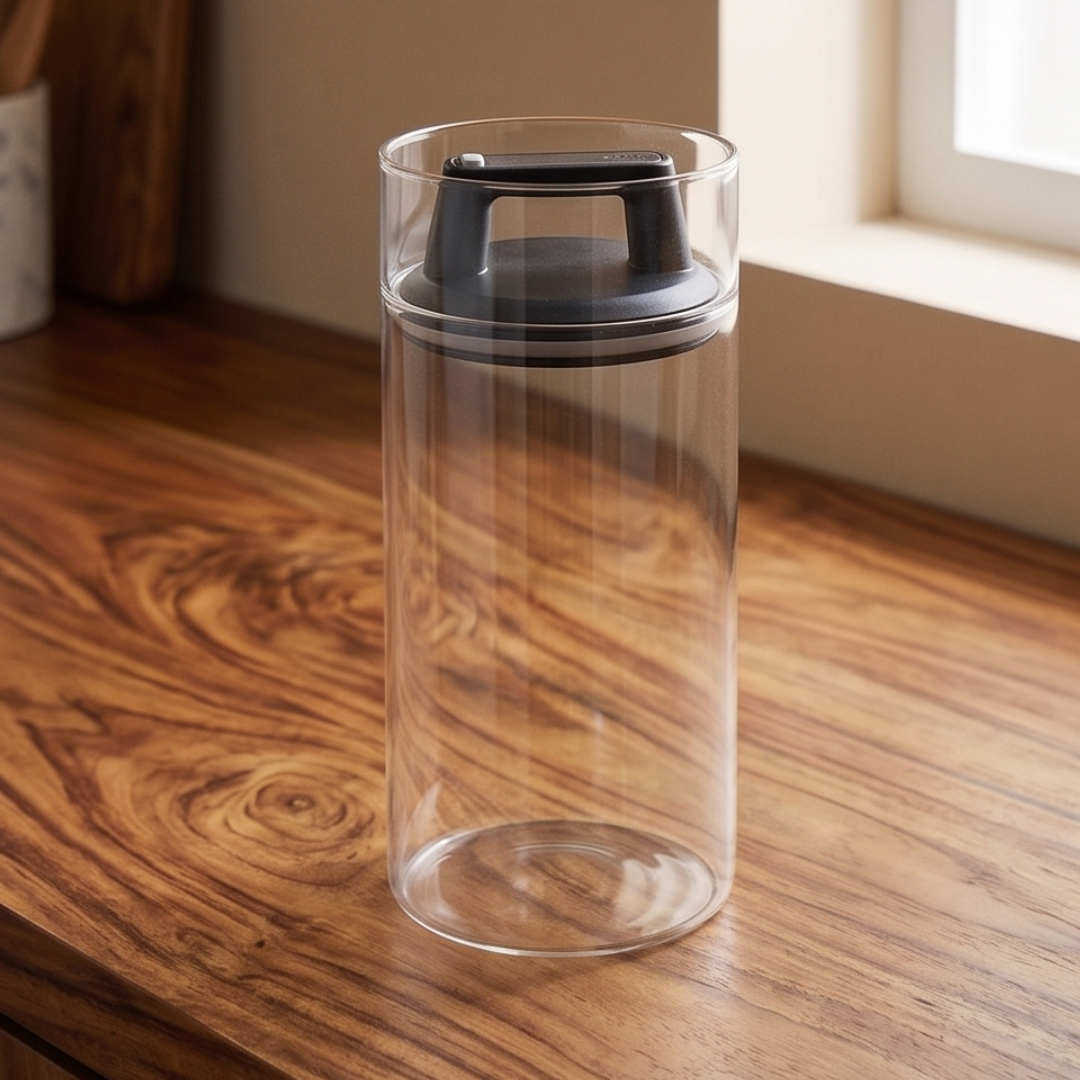 Premium Airtight Borosilicate Glass Storage Jar With Vacuum Lid (Set of 2)