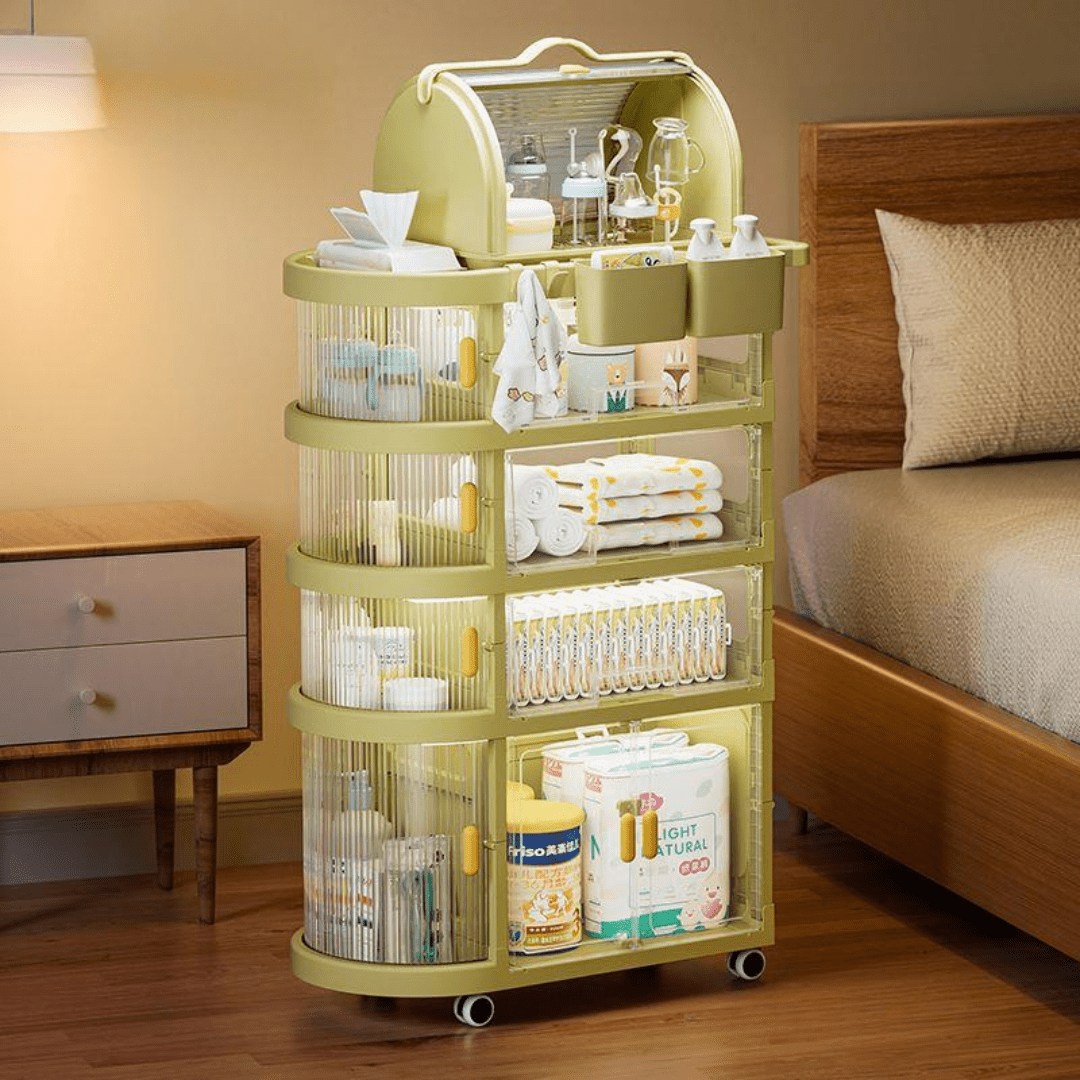 4-Tier Foldable Storage Cart with Wheels for Easy Organization