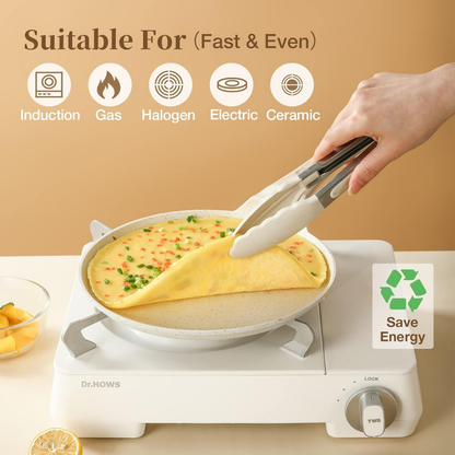 Non Stick Granite Flat Pan with Wooden Handle