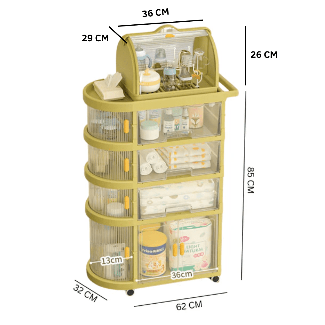 4-Tier Foldable Storage Cart with Wheels for Easy Organization