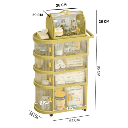 4-Tier Foldable Storage Cart with Wheels for Easy Organization