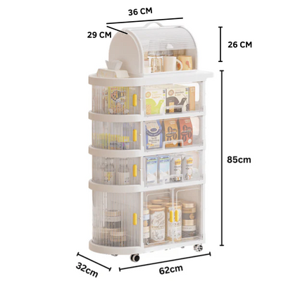 4-Tier Foldable Storage Cart with Wheels for Easy Organization