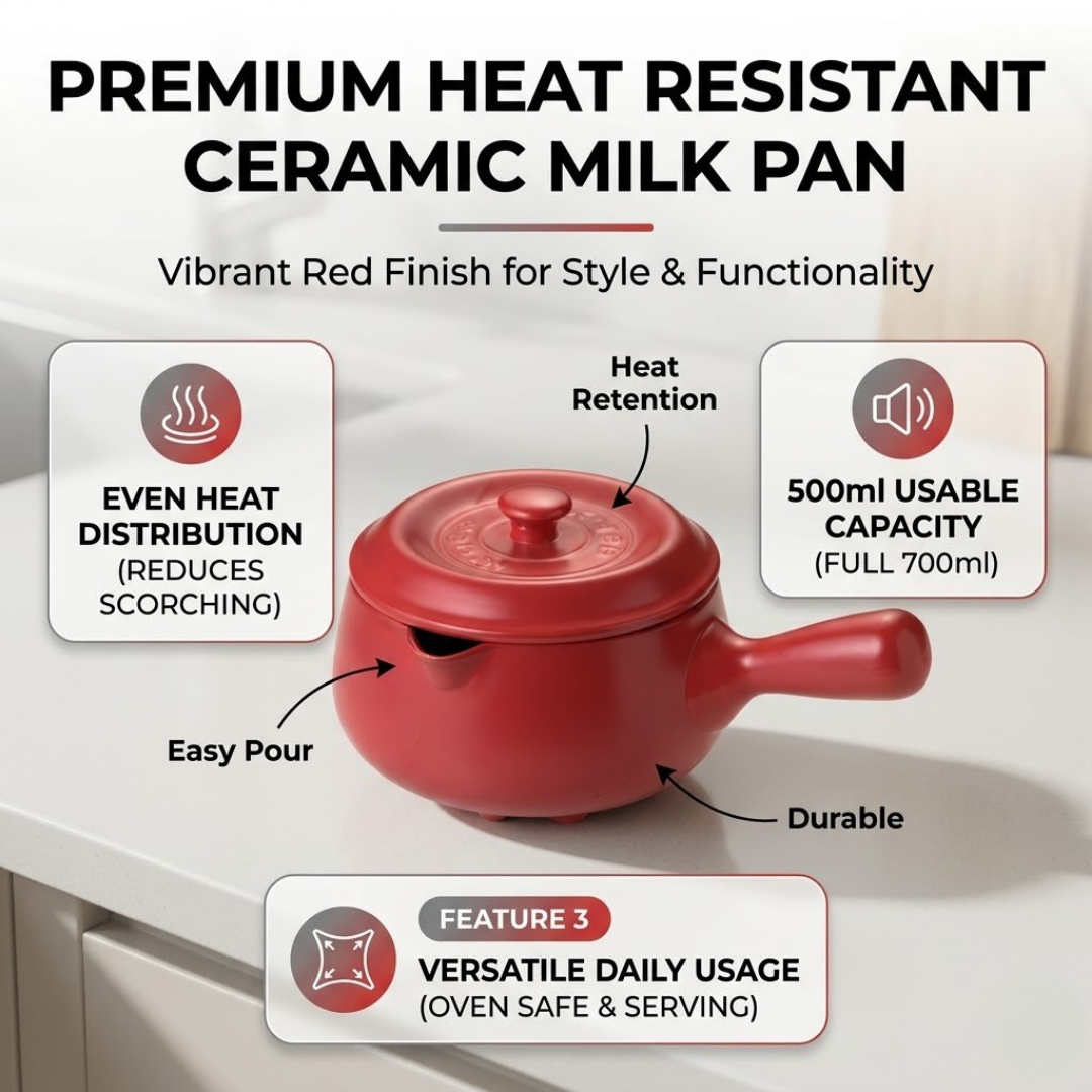 Heat Resistant Ceramic Milk Pan - 500ml