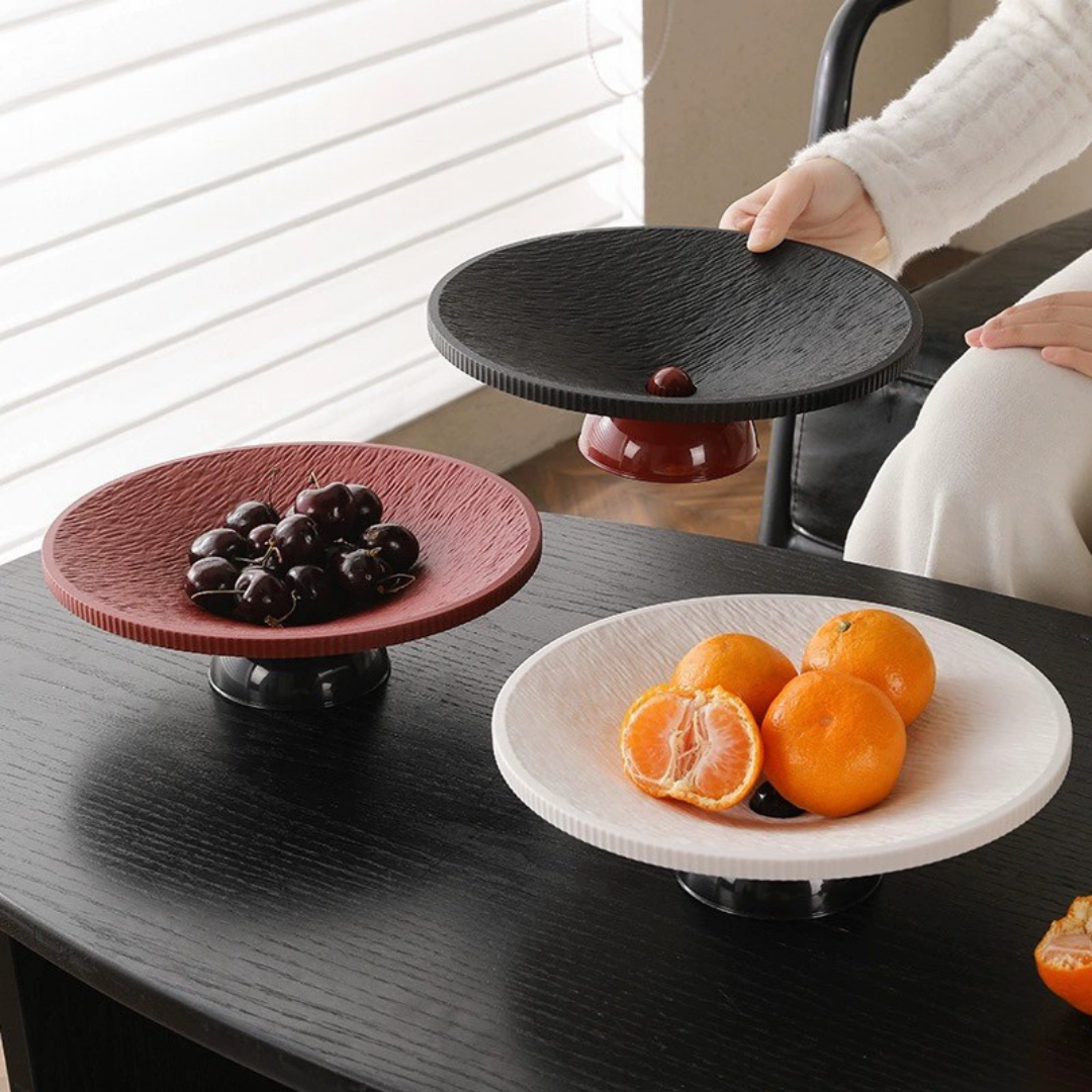 Modern Pedestal Fruit Plate with Drainage System