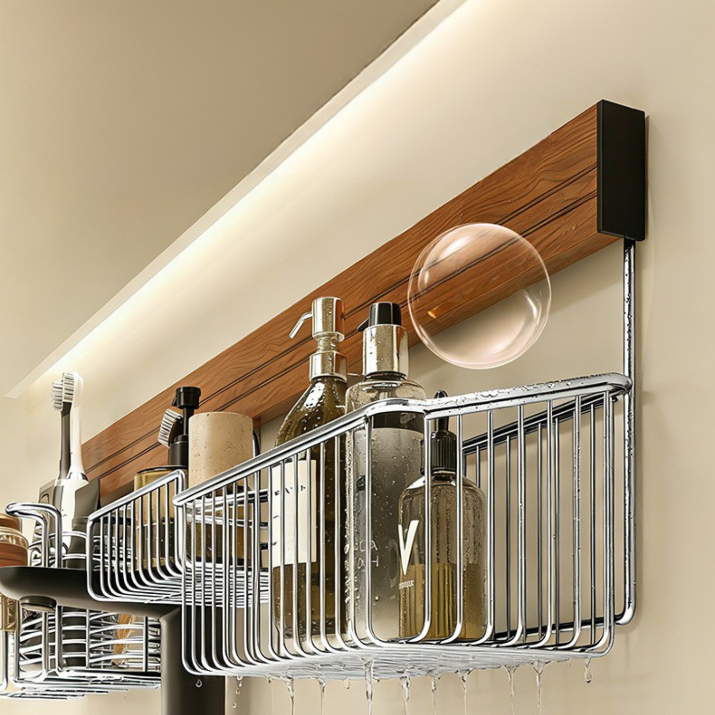 Multifunction Stainless Steel Bathroom Storage Shelf