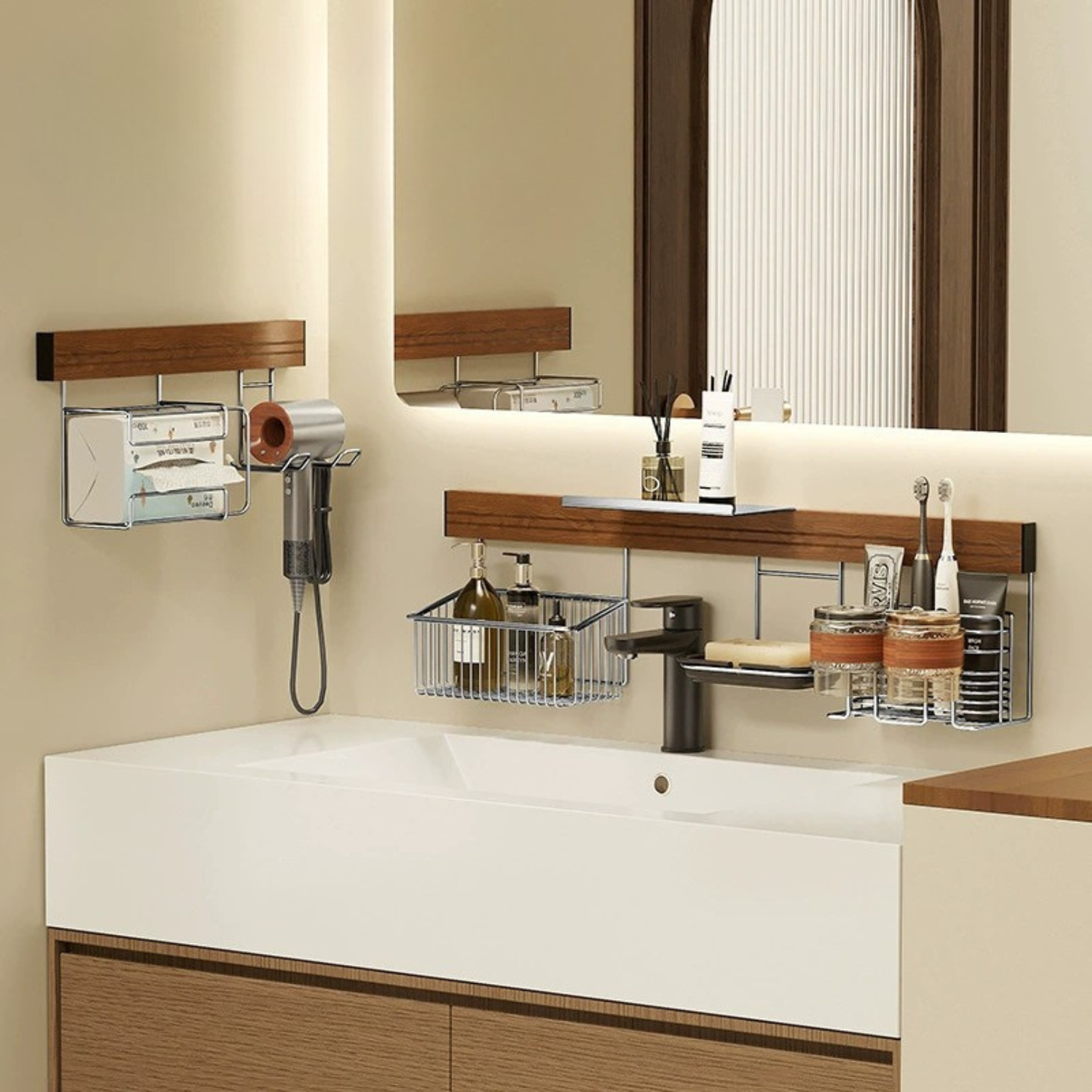 Multifunction Stainless Steel Bathroom Storage Shelf