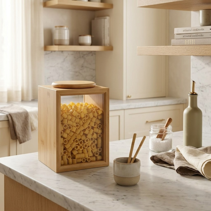 Transparent Glass Wooden Food Storage Container