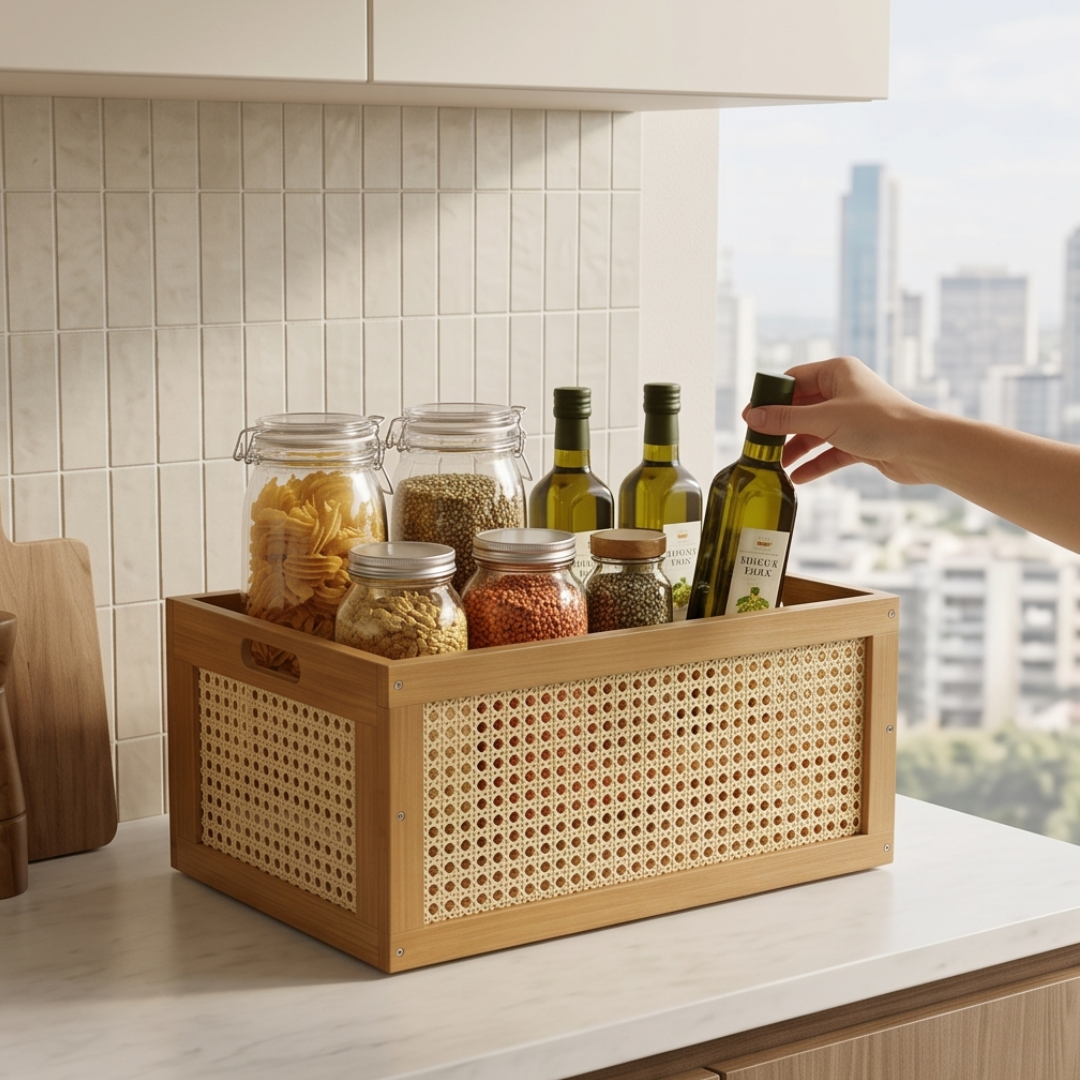 Wooden Rattan Organizer