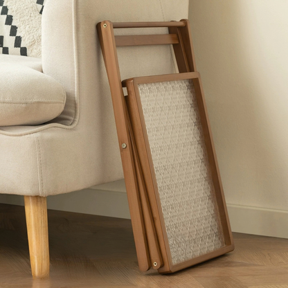 Foldable Bamboo Side Table With Detachable Acrylic Tray