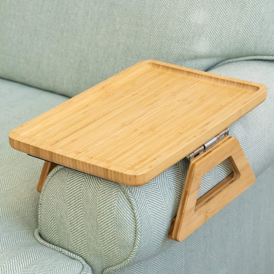 Elegant Bamboo Wooden Foldable Sofa Tray Natural Finish