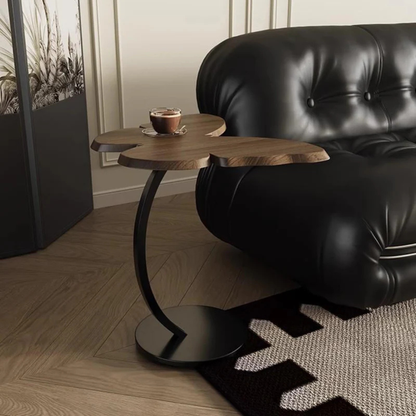 Butterfly Shaped Wooden Side Table With Iron Base