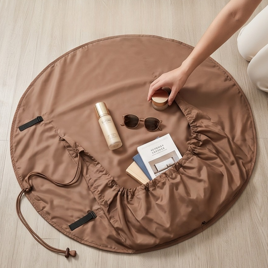 2 in 1 Foldable Round Mat Drawstring Tote Bag