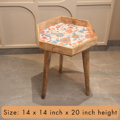 Elegant Wooden Handcrafted Designer Table with Meena Work Epoxy Finish