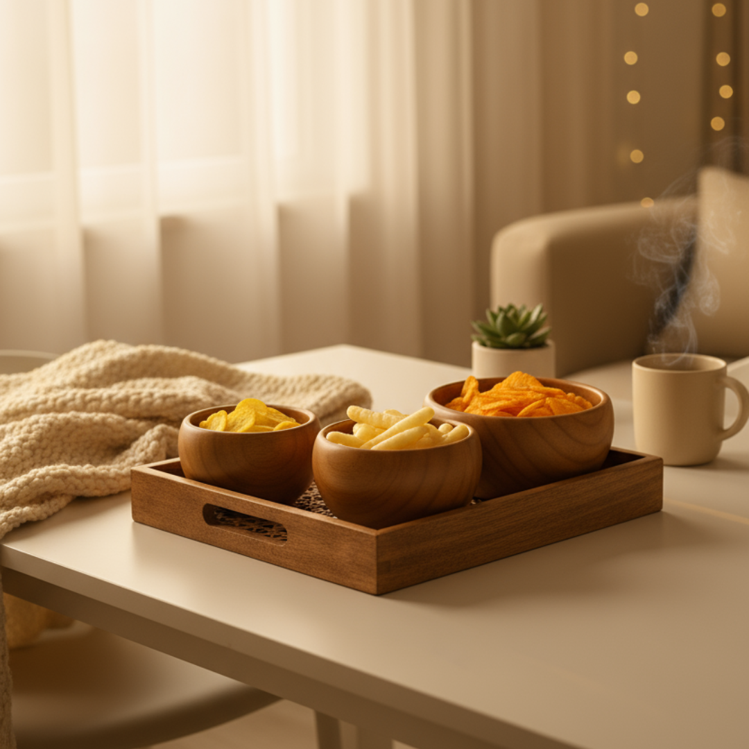 Premium Wood MDF Cutwork Mesh Tray with Elegant Design