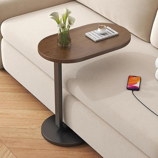 Modern C-Shaped Strong Wooden Top Side Table