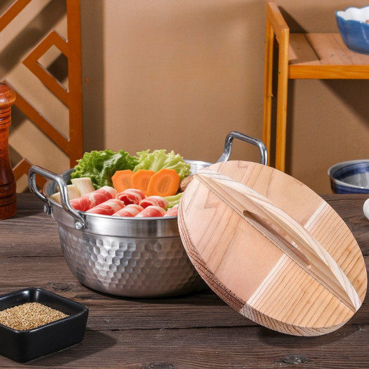 Premium Stainless Steel Cooking Pot With Wooden Lid